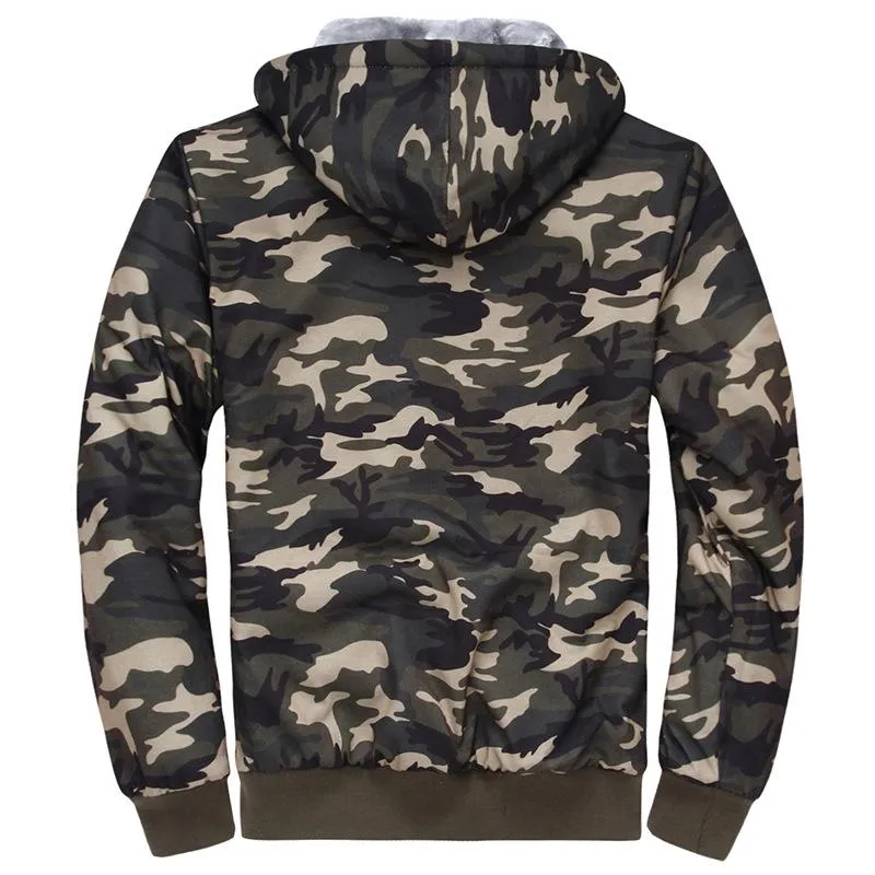 West Louis™ Winter Thick Fleece Camo Hoodie